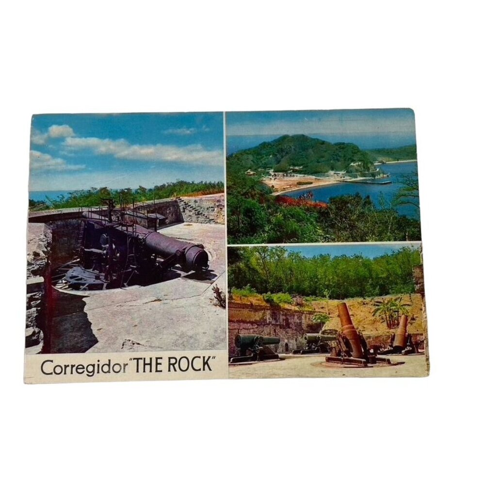 Vintage Postcard Corregidor u The Rock Philippines Scenes of Canons 1976